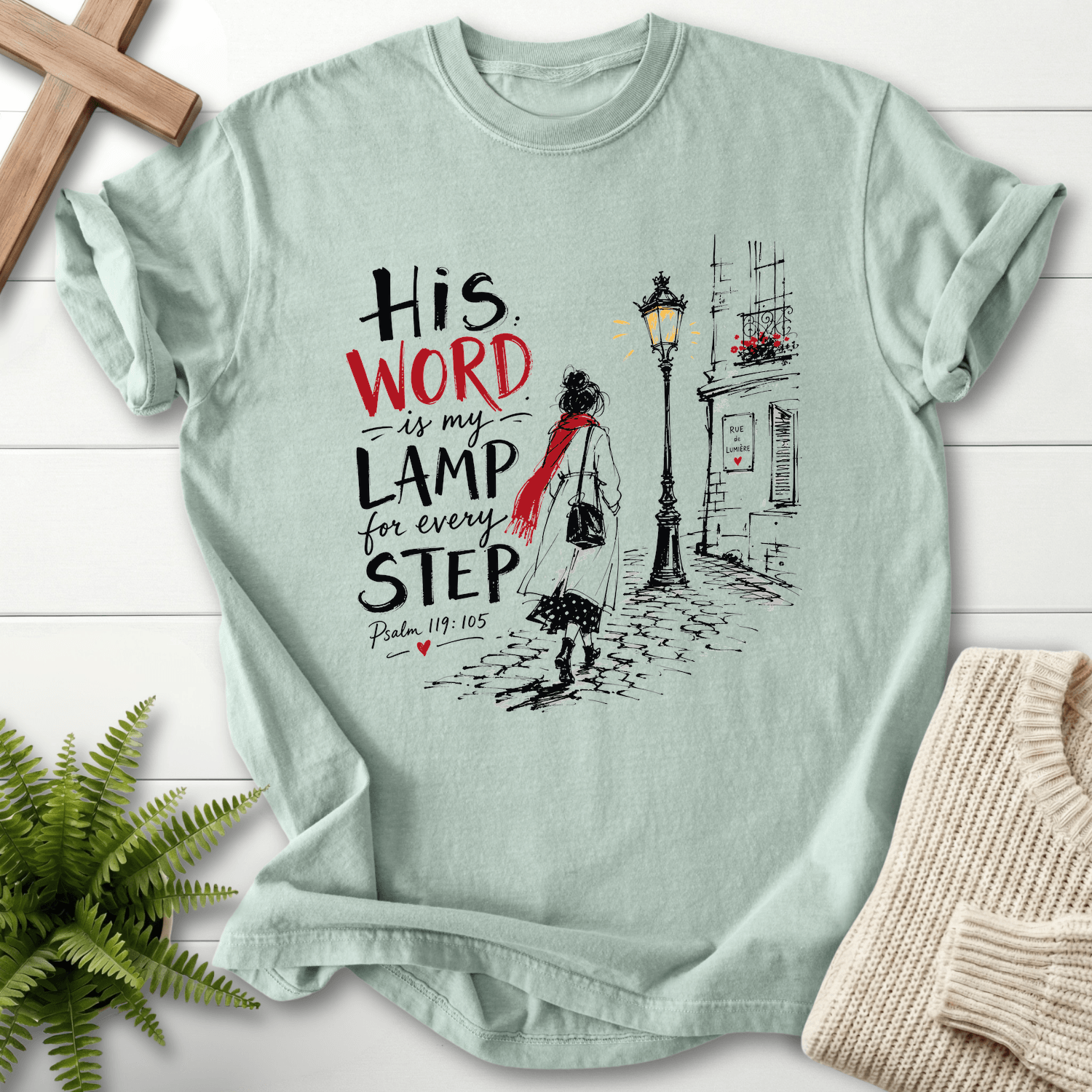 His Word is my Lamp T-Shirt in Bay | She Wears Faith