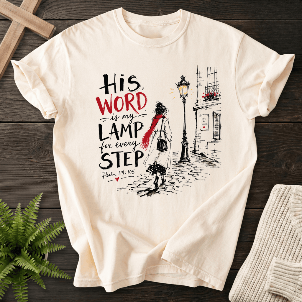 His Word is my Lamp T-Shirt in Ivory | She Wears Faith