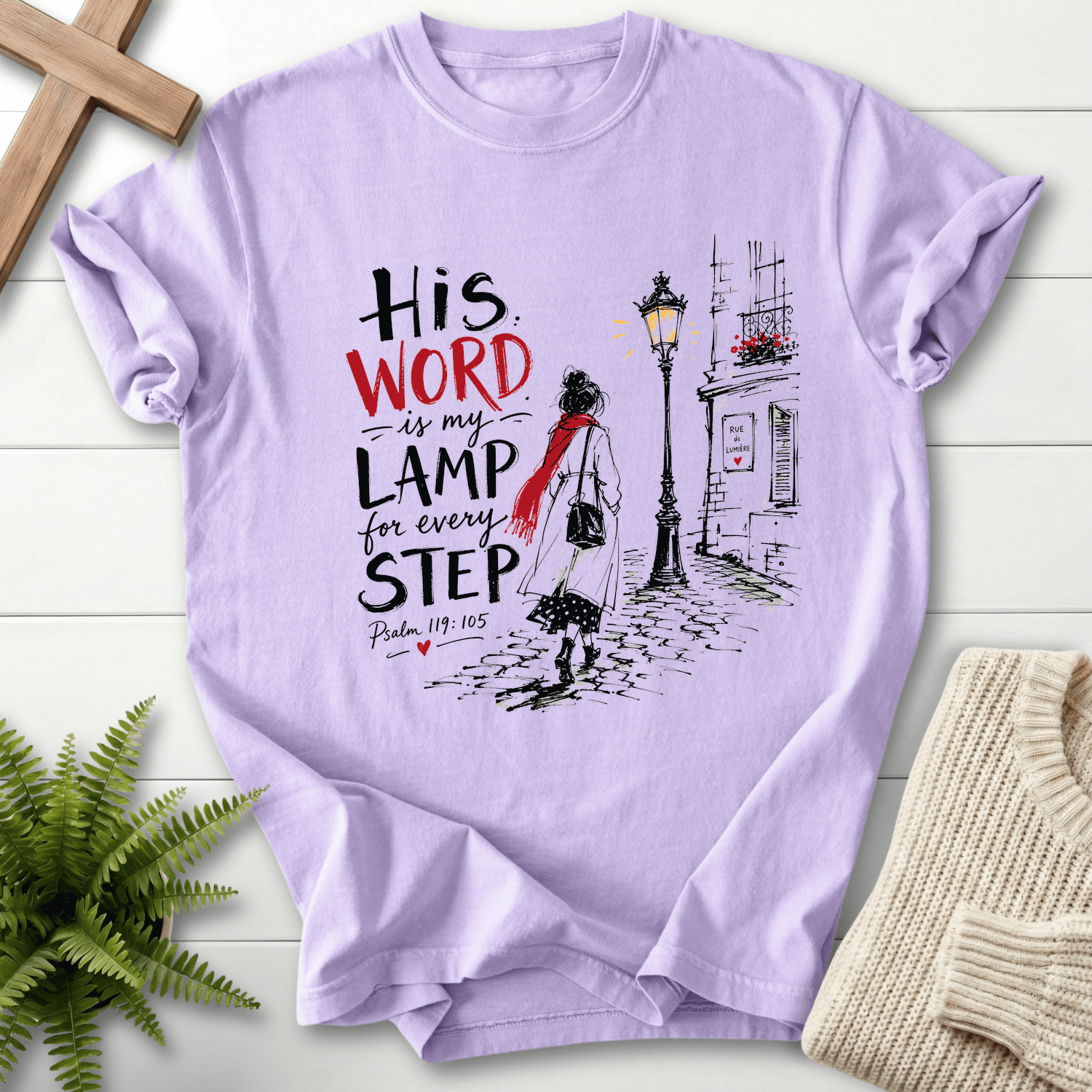 His Word is my Lamp T-Shirt in Orchid | She Wears Faith