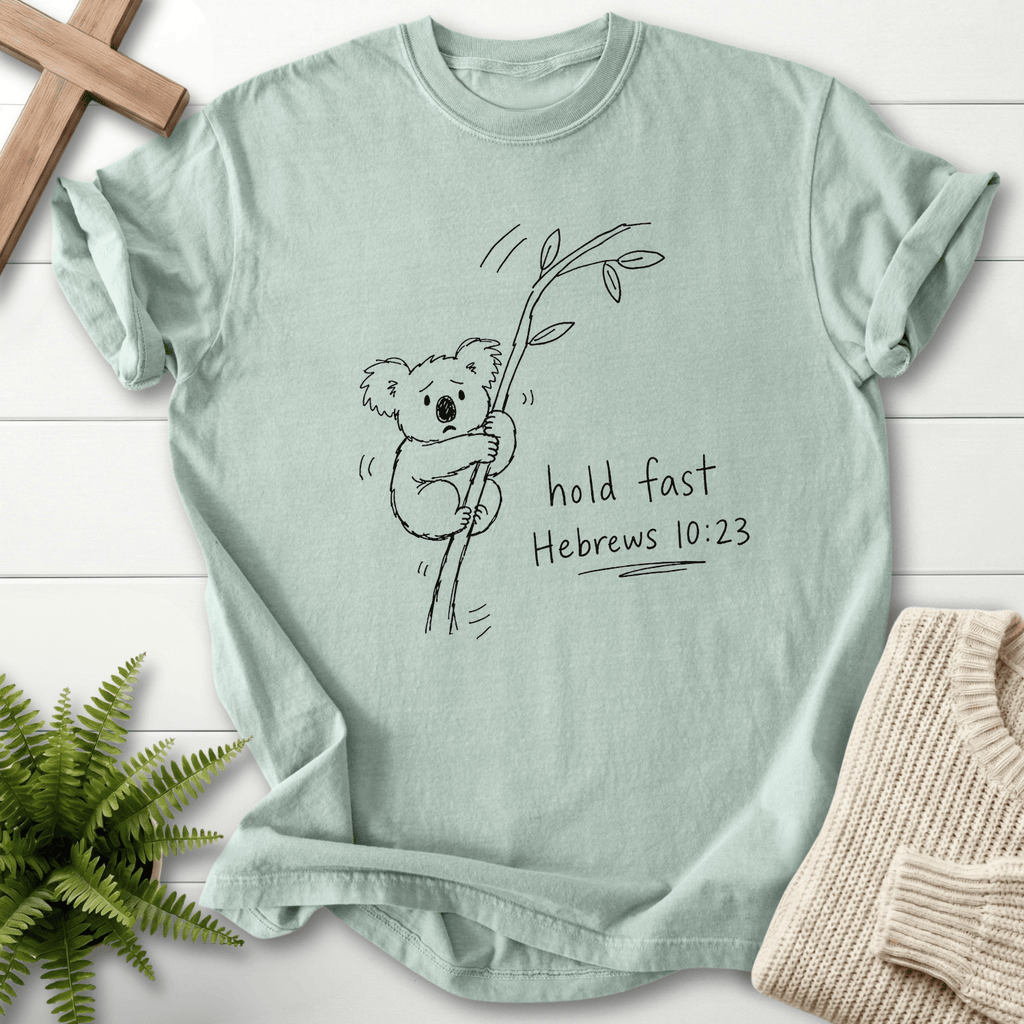 Hold Fast Hebrews 10:23 T-Shirt in Bay | She Wears Faith