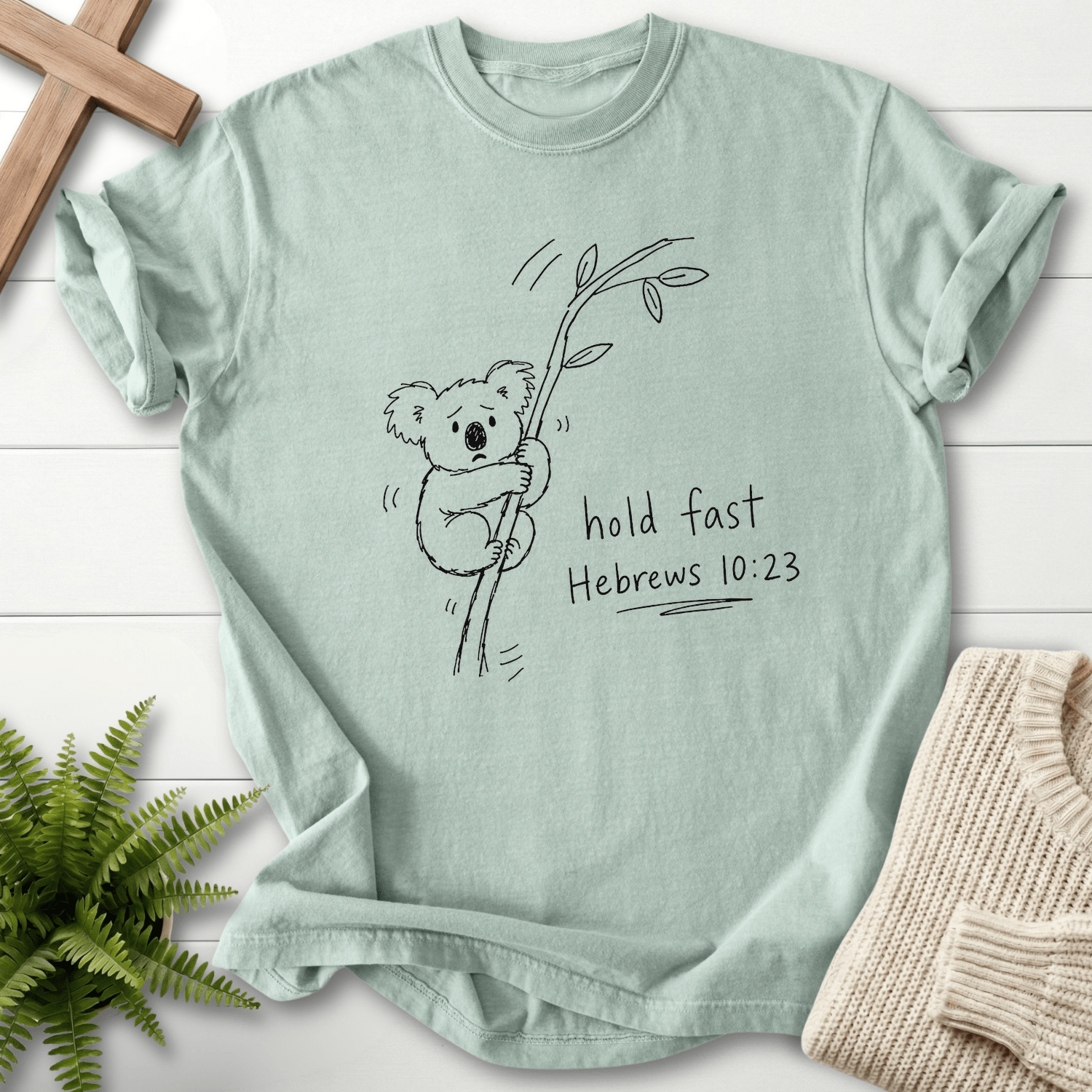 Hold Fast Hebrews 10:23 T-Shirt in Bay | She Wears Faith