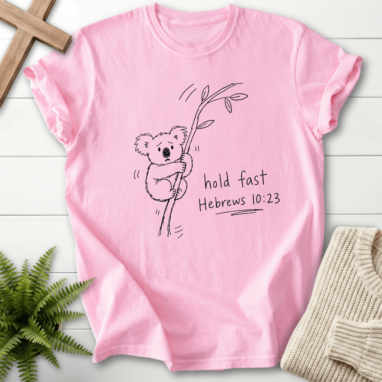 Hold Fast Hebrews 10:23 T-Shirt in Blossom | She Wears Faith