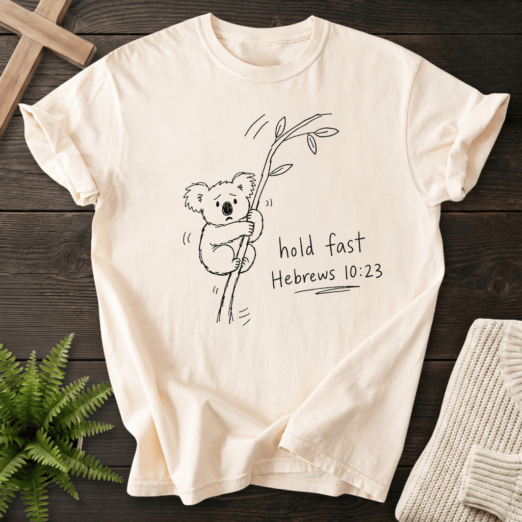 Hold Fast Hebrews 10:23 T-Shirt in Ivory | She Wears Faith