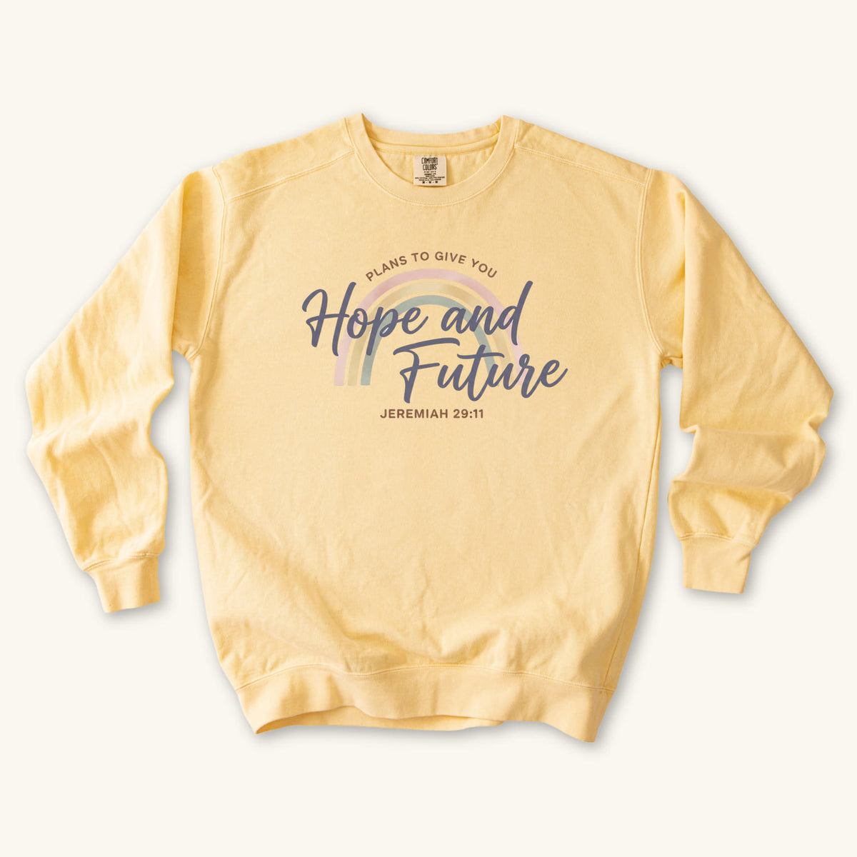 Butter Hope and Future sweatshirt flat lay mockup, Jeremiah 29:11 Christian apparel for women