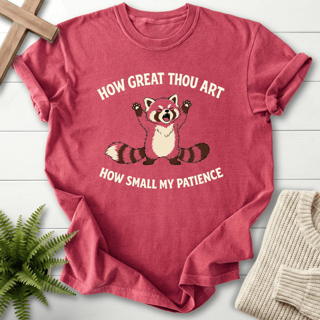 How Great Thou Art Red Panda T-Shirt in Crimson | She Wears Faith