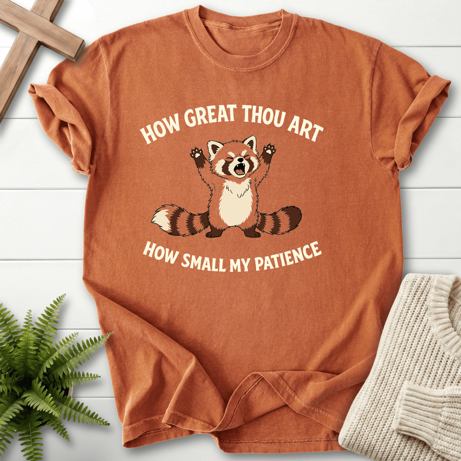 How Great Thou Art Red Panda T-Shirt in Yam | She Wears Faith