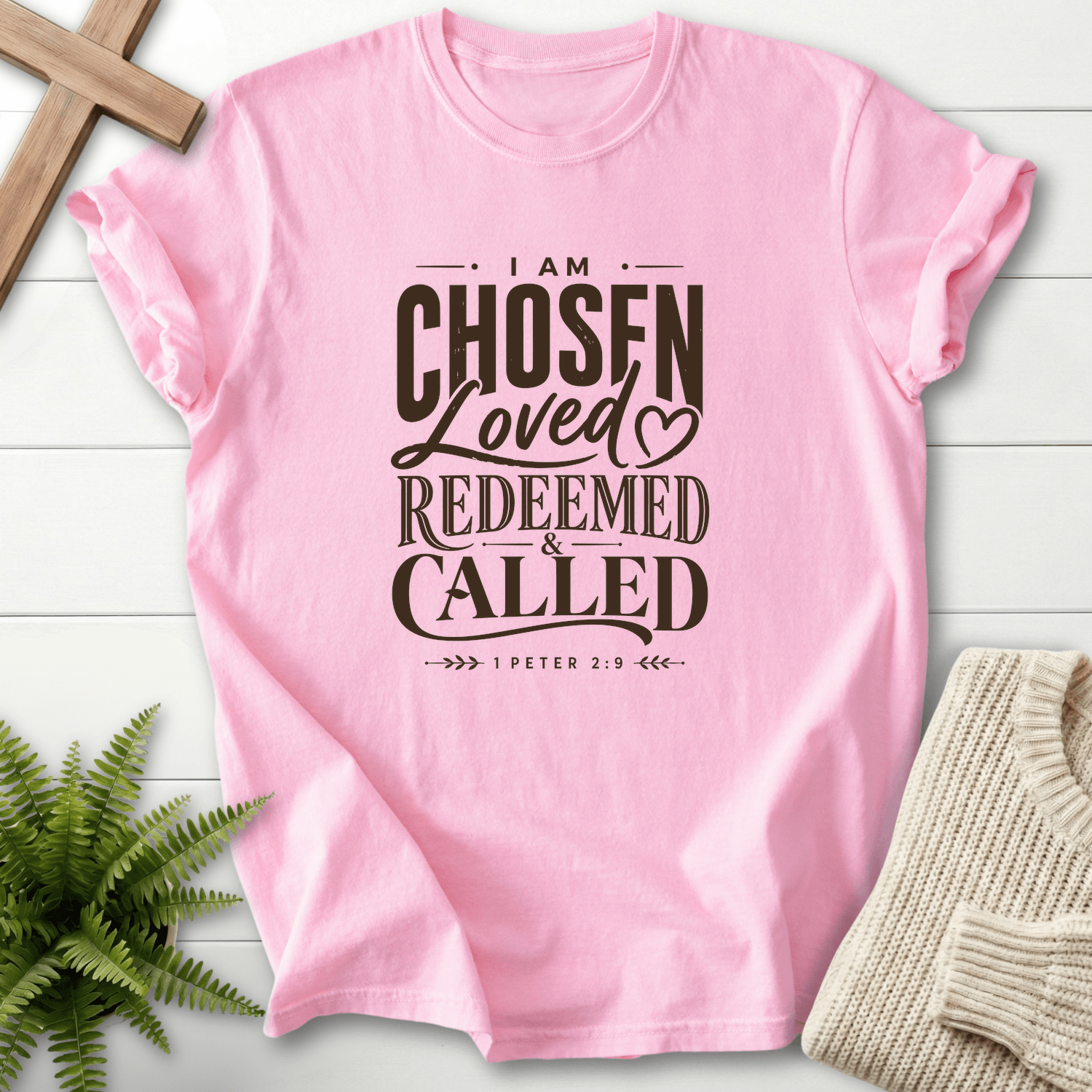 I am Chosen Graphic T-Shirt in Blossom | She Wears Faith
