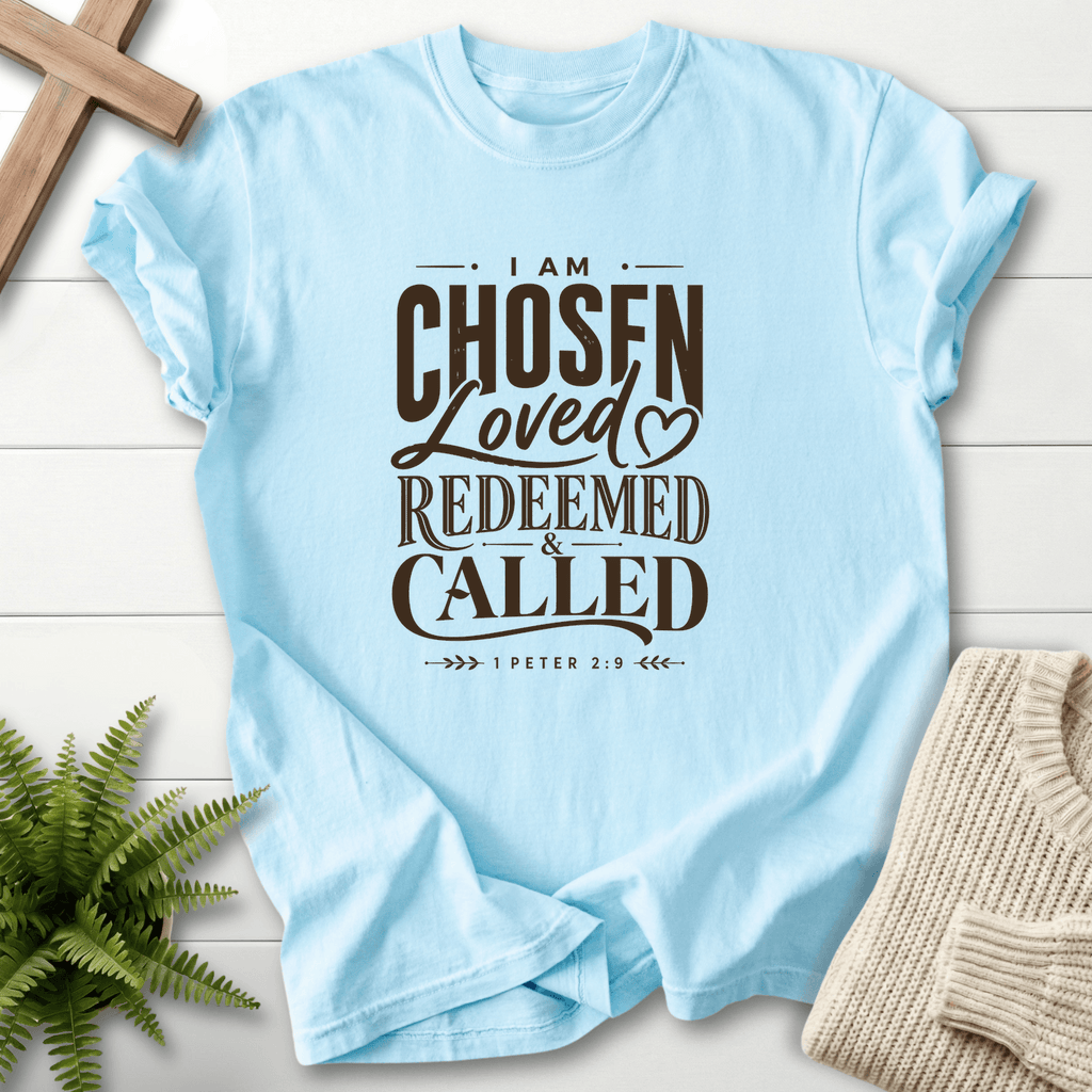 I am Chosen Graphic T-Shirt in Chambray | She Wears Faith