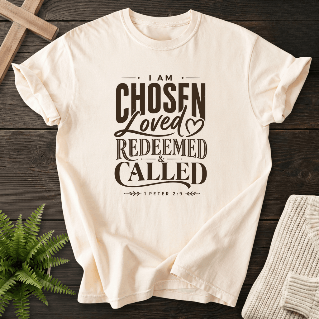 I am Chosen Graphic T-Shirt in Ivory | She Wears Faith