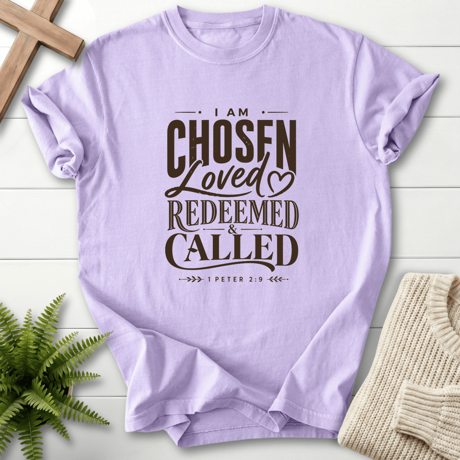 I am Chosen Graphic T-Shirt in Orchid | She Wears Faith