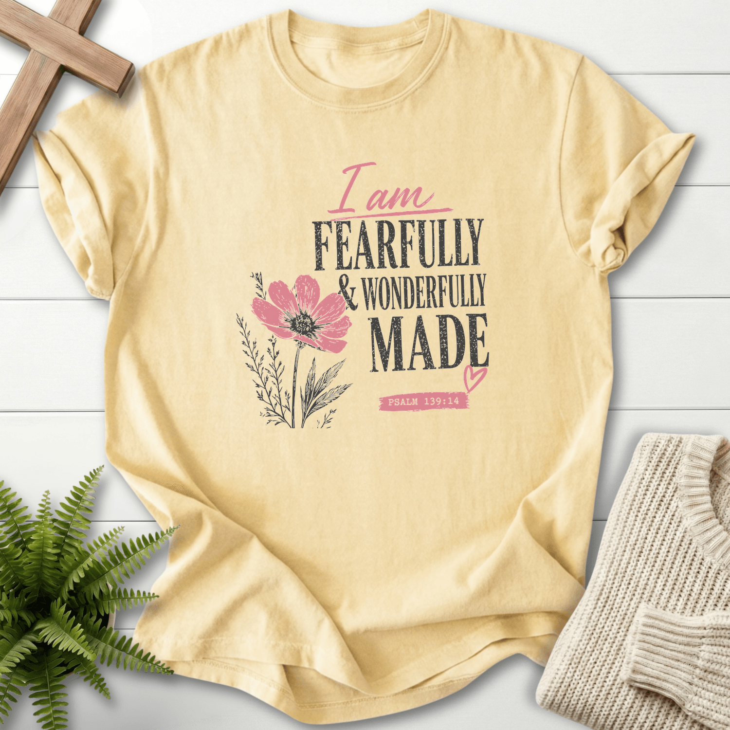 I am Fearfully Made Graphic T-Shirt in Banana | She Wears Faith