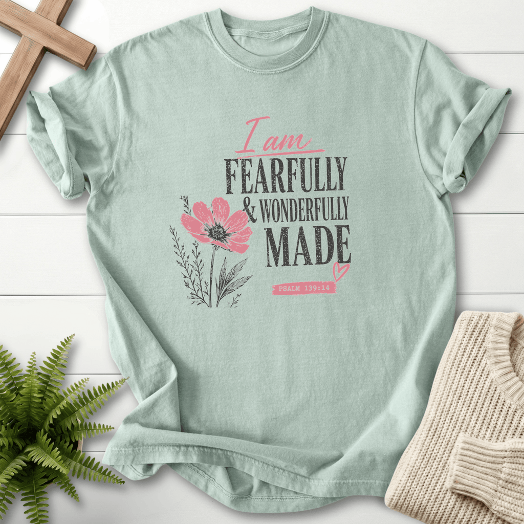 I am Fearfully Made Graphic T-Shirt in Bay | She Wears Faith