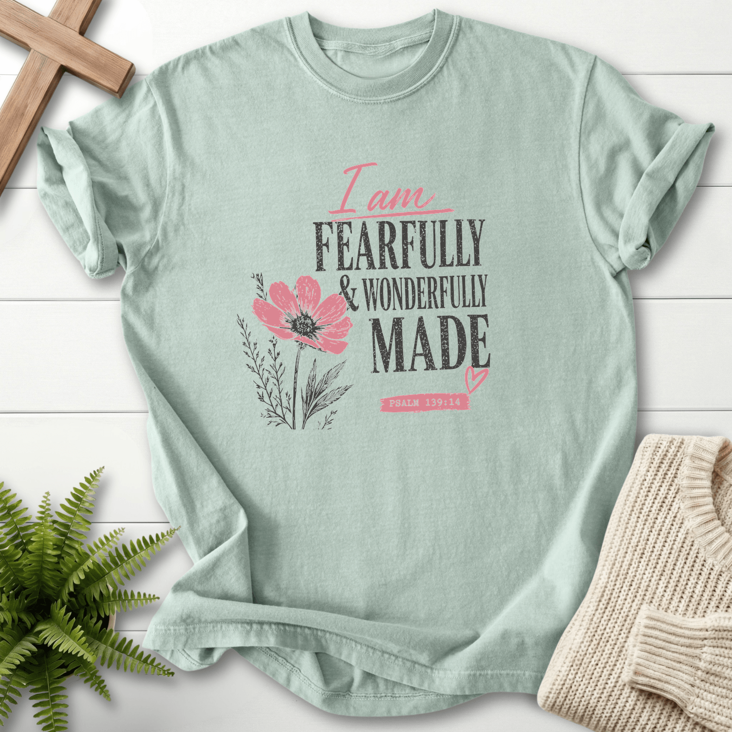 I am Fearfully Made Graphic T-Shirt in Bay | She Wears Faith