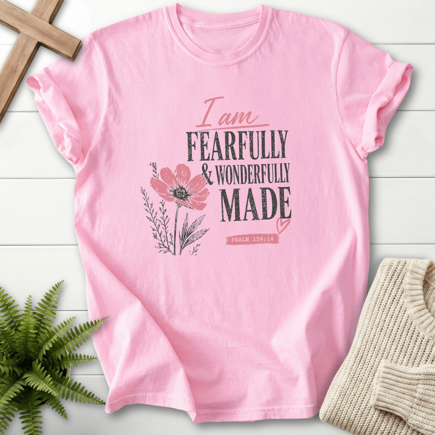 I am Fearfully Made Graphic T-Shirt in Blossom | She Wears Faith