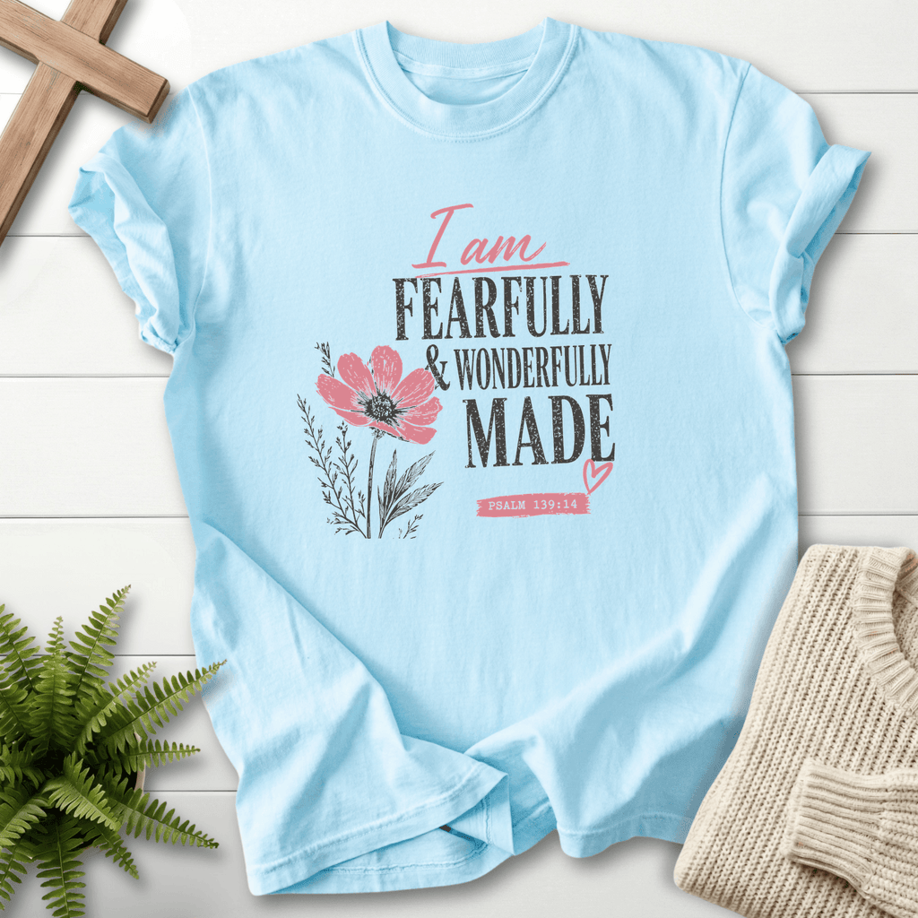 I am Fearfully Made Graphic T-Shirt in Chambray | She Wears Faith
