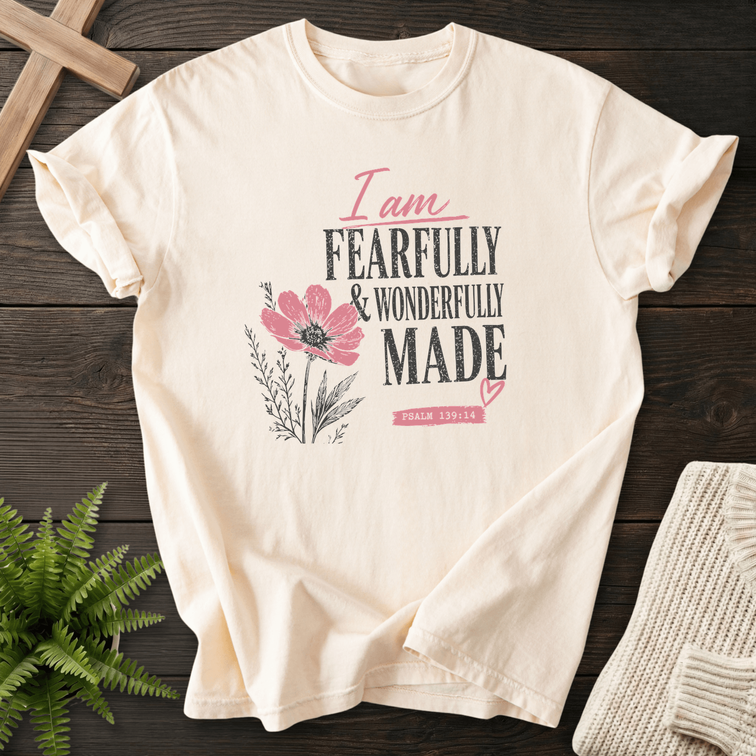 I am Fearfully Made Graphic T-Shirt in Ivory | She Wears Faith