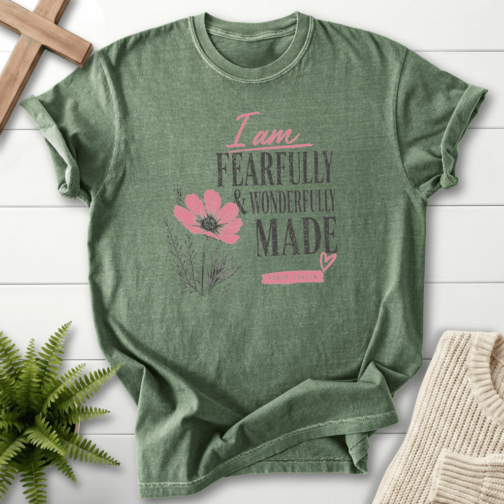 I am Fearfully Made Graphic T-Shirt in Moss | She Wears Faith