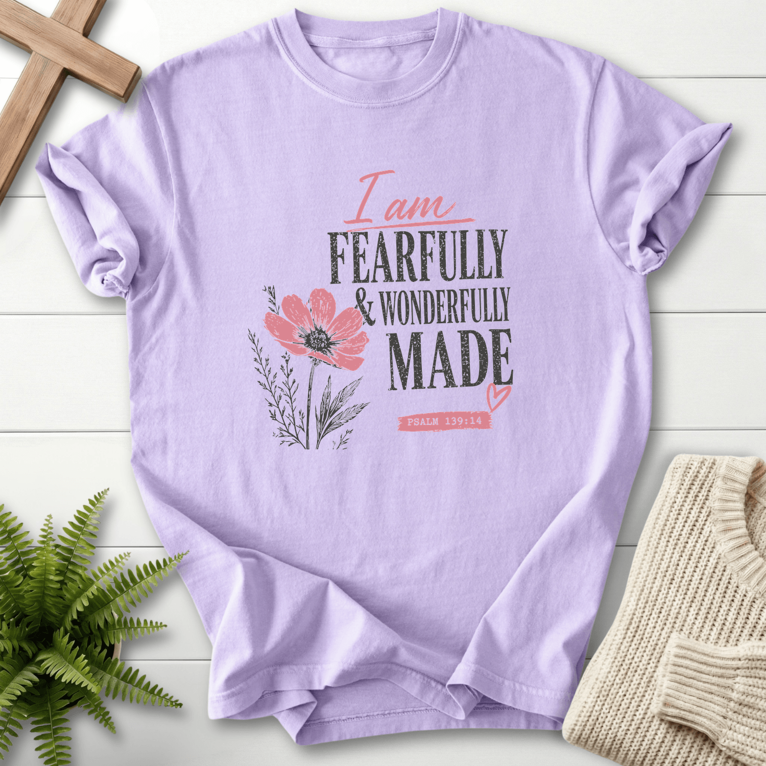 I am Fearfully Made Graphic T-Shirt in Orchid | She Wears Faith