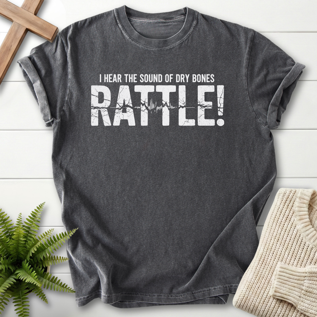 Pepper women's Christian t-shirt with distressed bold typography and a heartbeat line