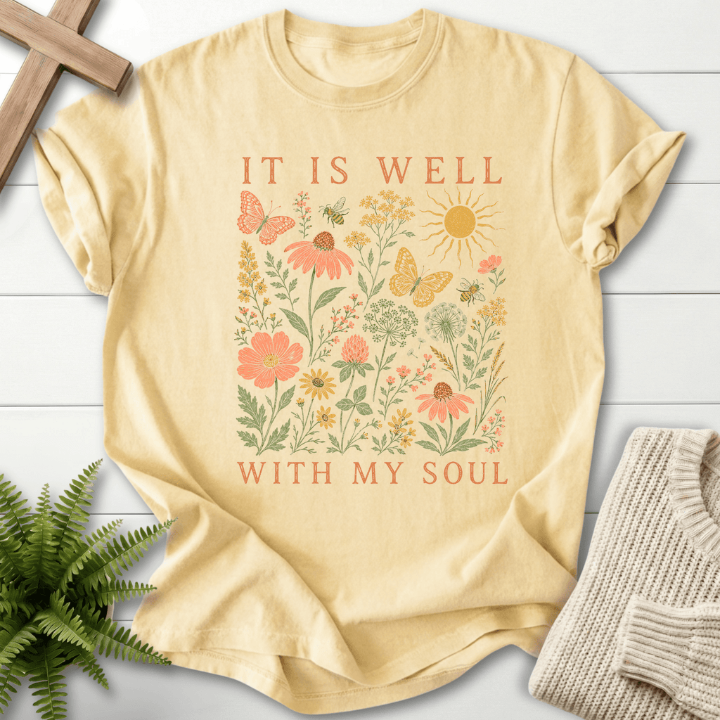 It Is Well Wildflower T-Shirt in Banana | She Wears Faith
