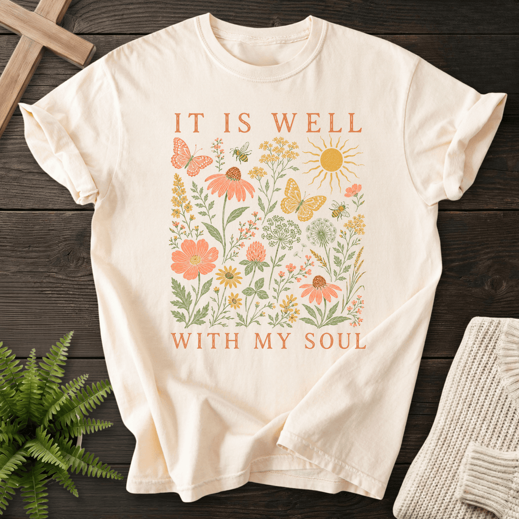 It Is Well Wildflower T-Shirt in Ivory | She Wears Faith