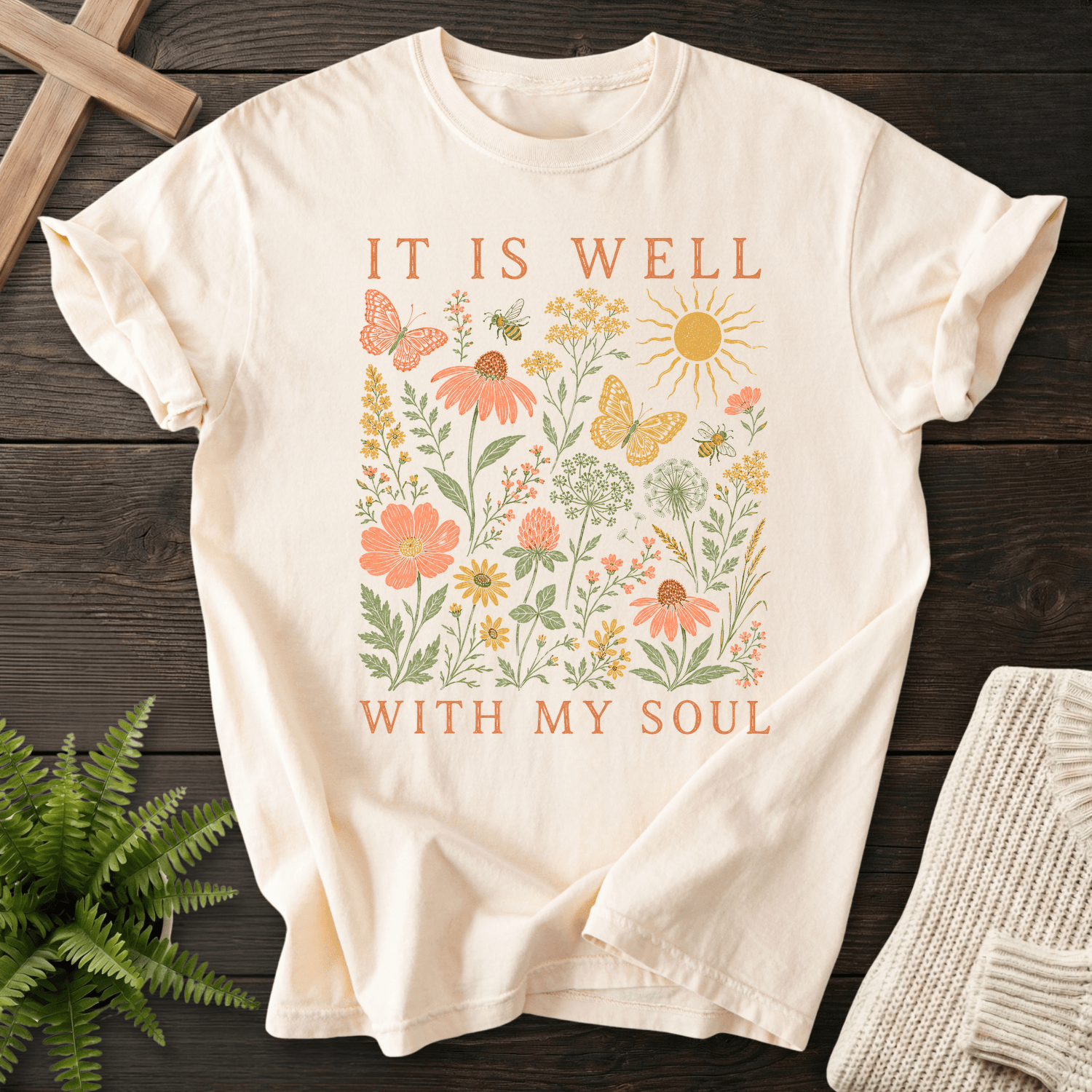 It Is Well Wildflower T-Shirt in Ivory | She Wears Faith