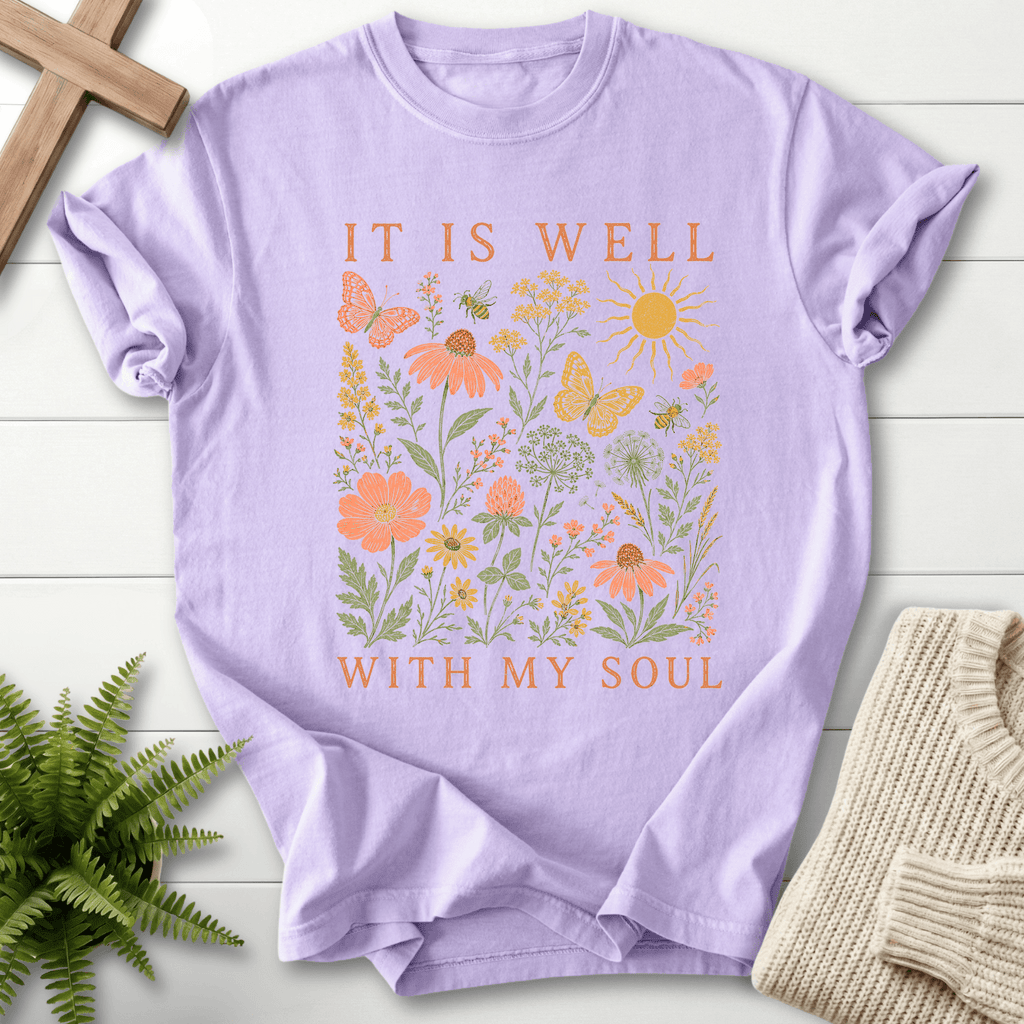It Is Well Wildflower T-Shirt in Orchid | She Wears Faith