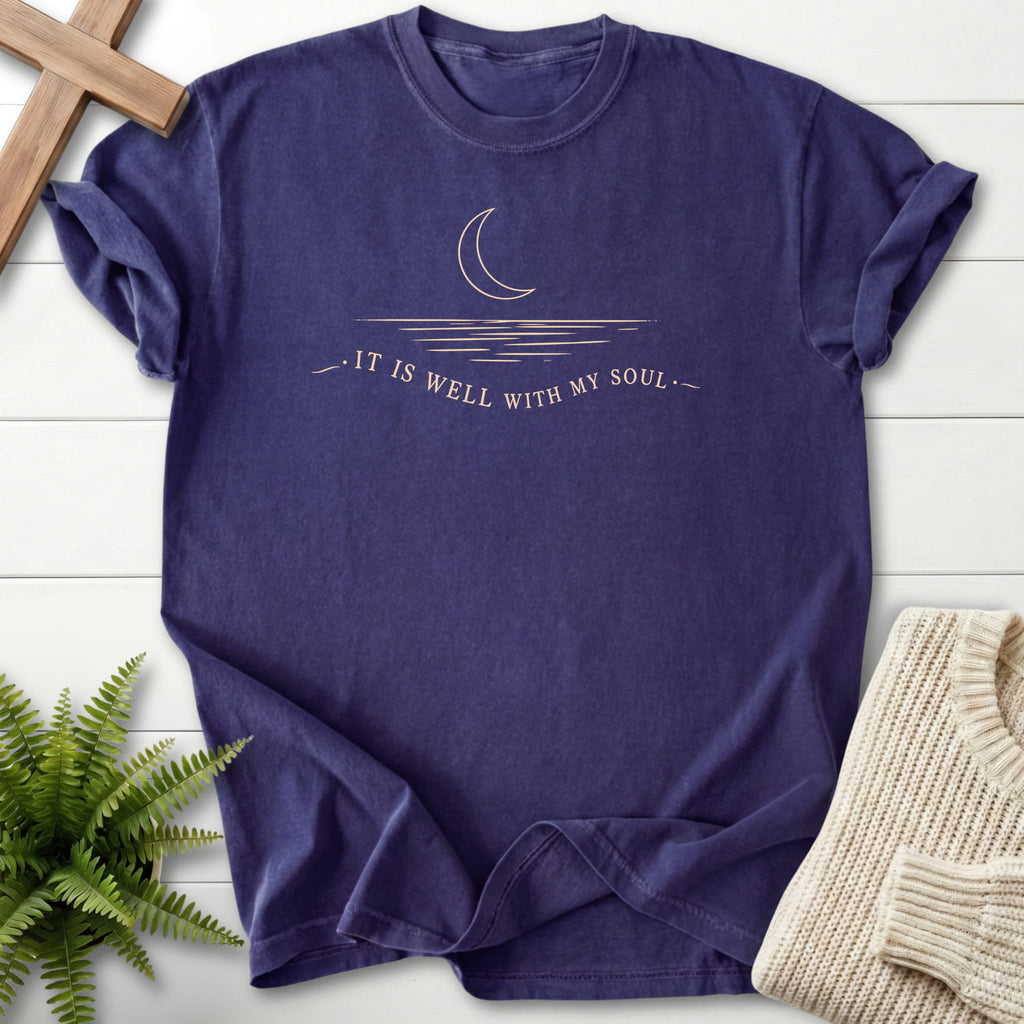 Grape It Is Well With My Soul T-shirt flat lay mockup, Christian apparel for women