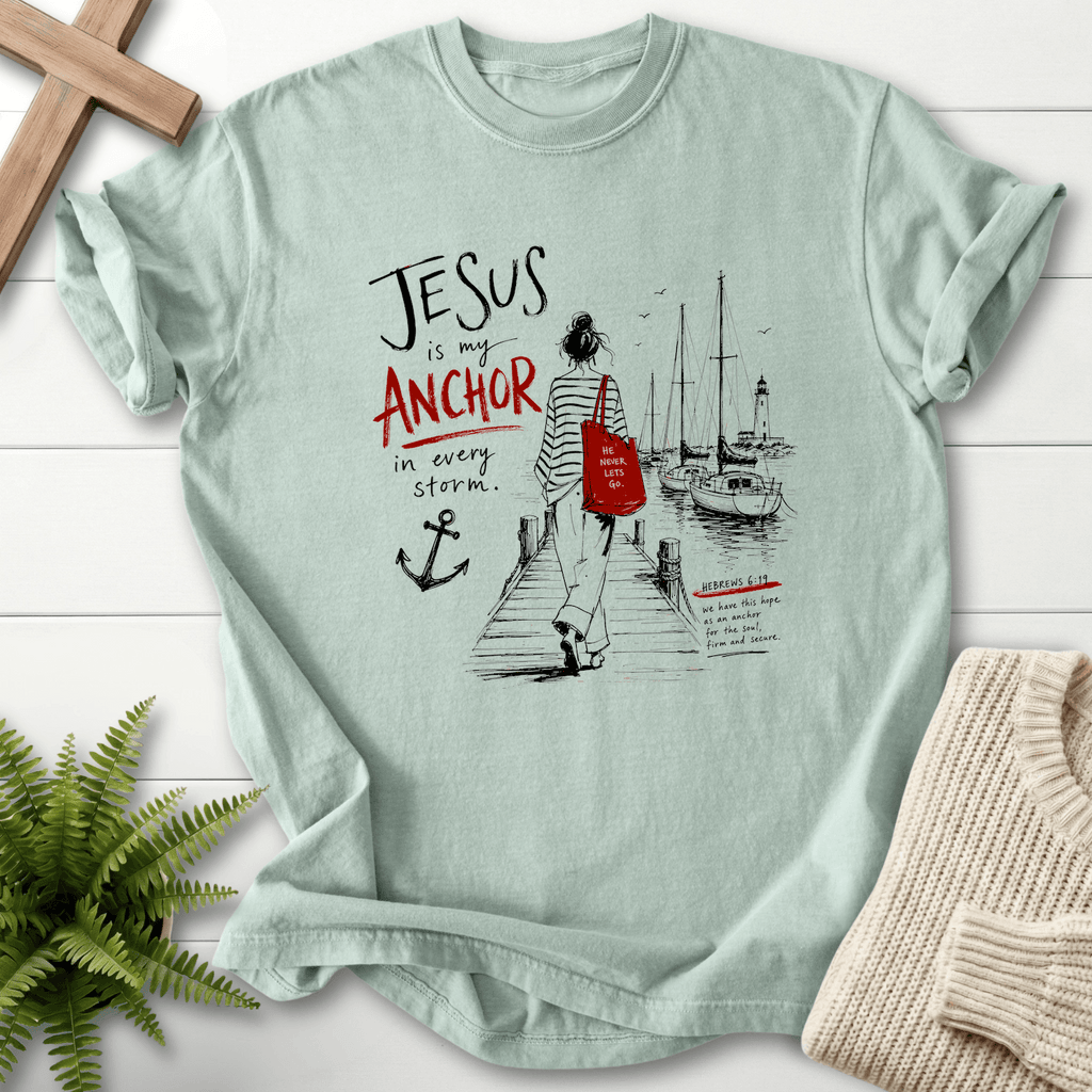 Jesus is my Anchor Hebrew 6:19 T-Shirt in Bay | She Wears Faith
