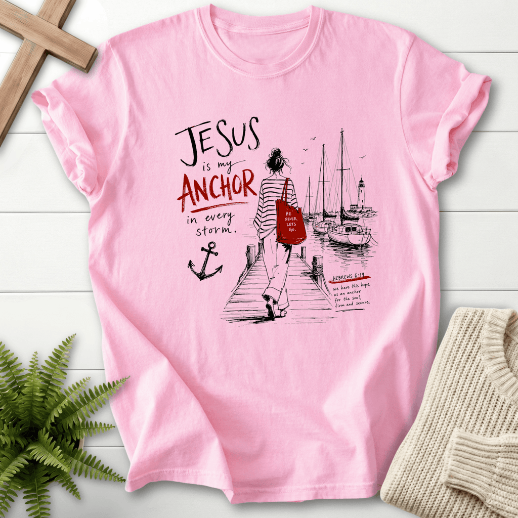 Jesus is my Anchor Hebrew 6:19 T-Shirt in Blossom | She Wears Faith
