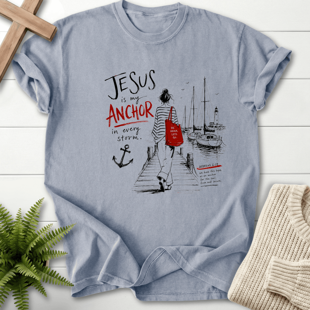 Jesus is my Anchor Hebrew 6:19 T-Shirt in Granite | She Wears Faith