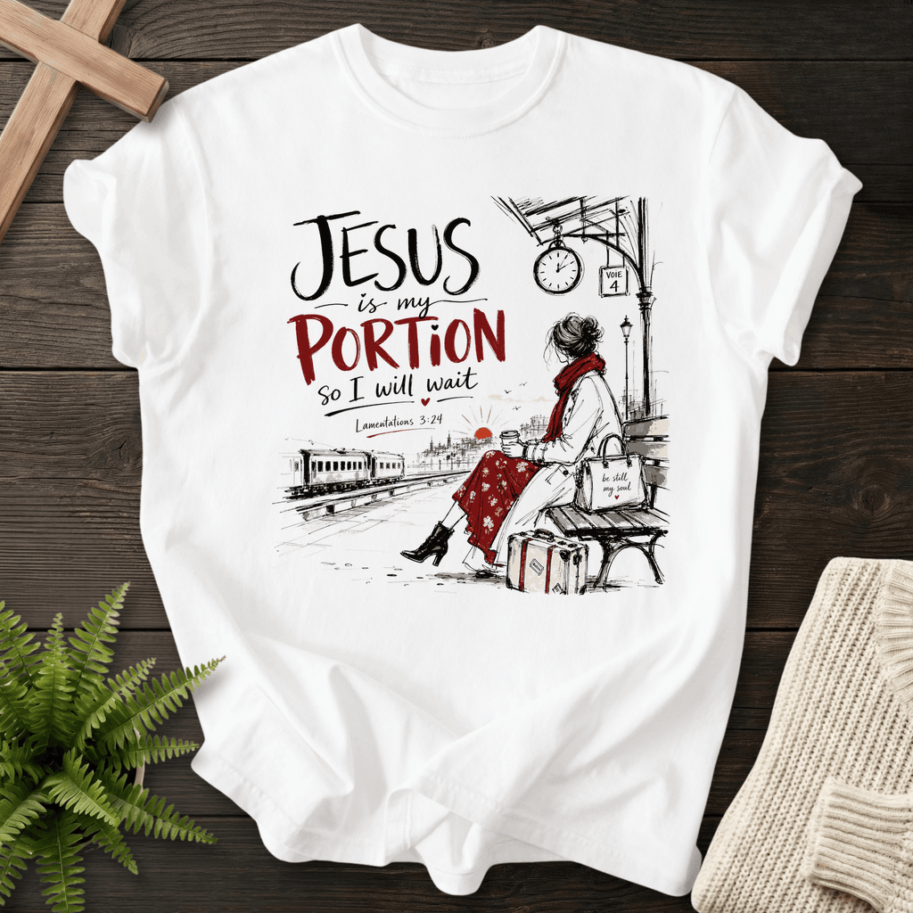 Jesus is my Portion T-Shirt in White | She Wears Faith
