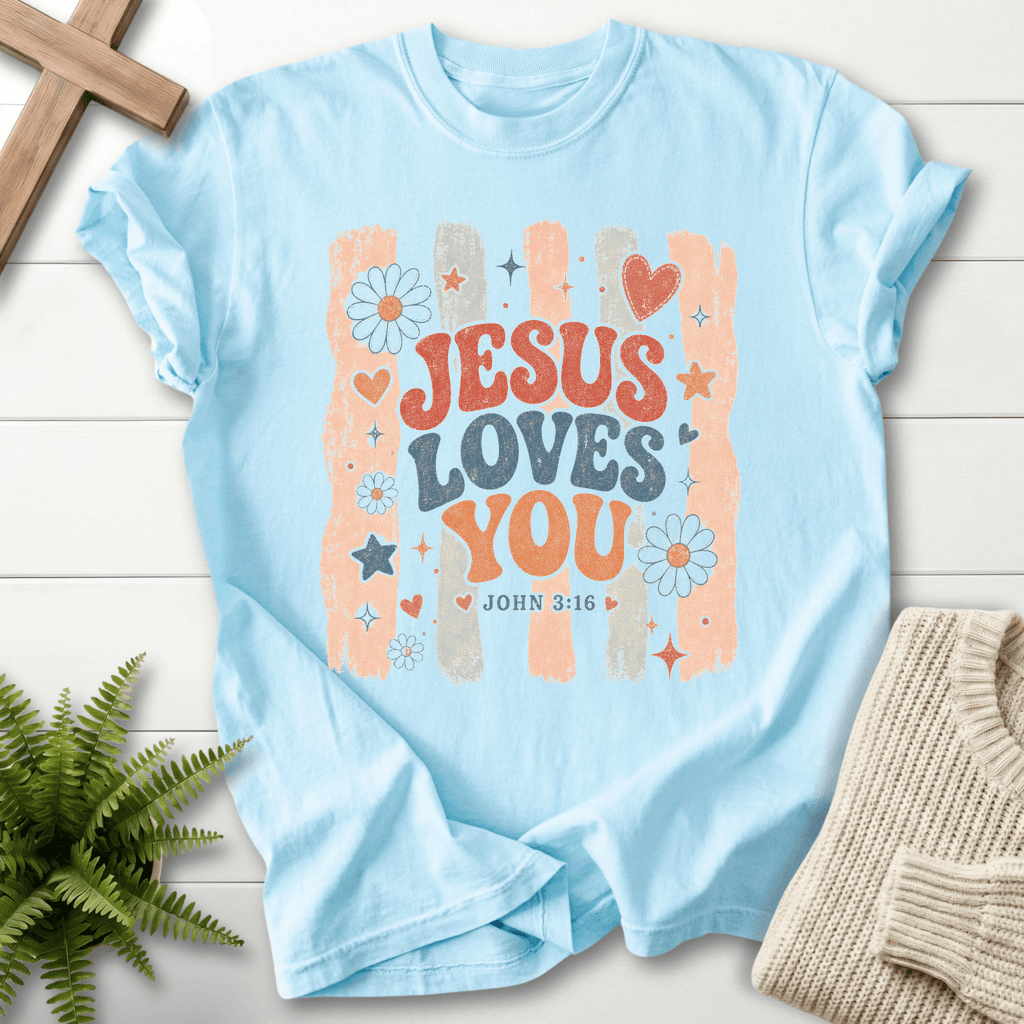 Jesus Loves You T-Shirt in Chambray | She Wears Faith