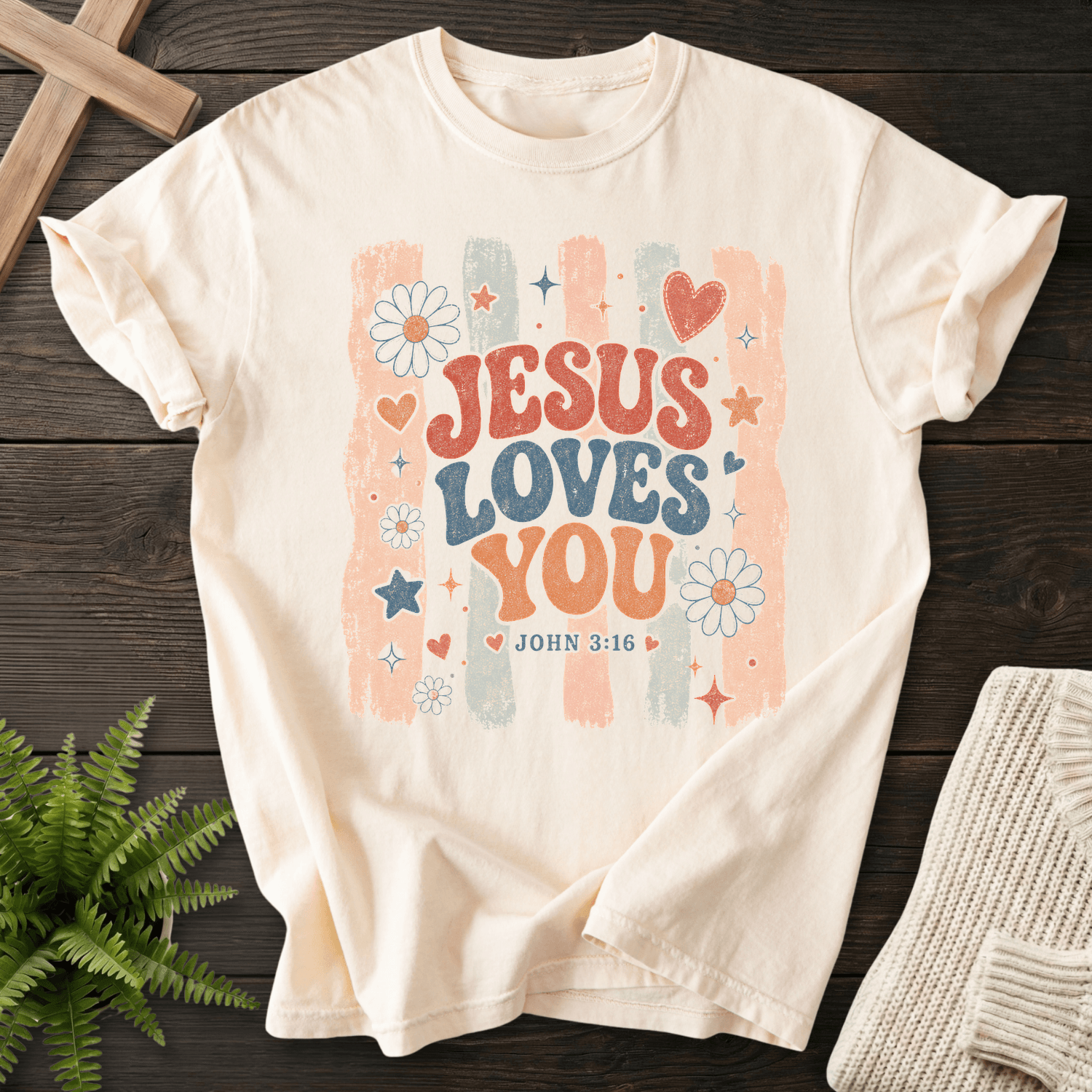 Jesus Loves You T-Shirt in Ivory | She Wears Faith