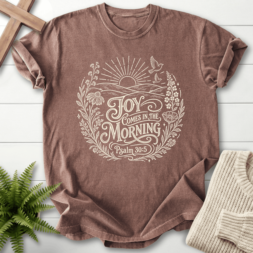 Joy Come In The Morning Wildflower T-Shirt in Espresso | She Wears Faith