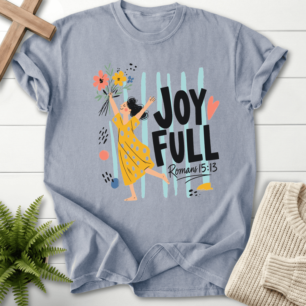 Joyfull In Hope Romans 15 13 T-Shirt in Granite | She Wears Faith