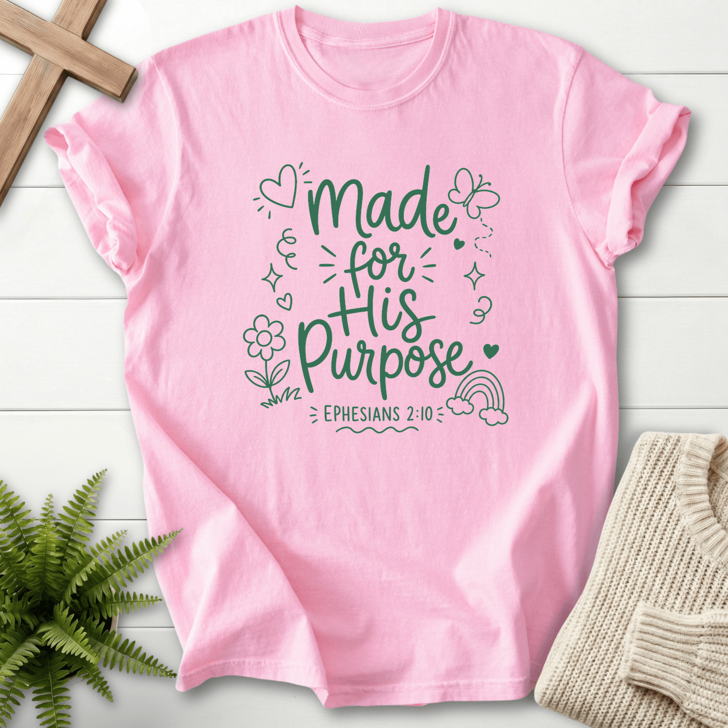 Made for His Purpose Ephesians 2:10 T-Shirt in Blossom | She Wears Faith