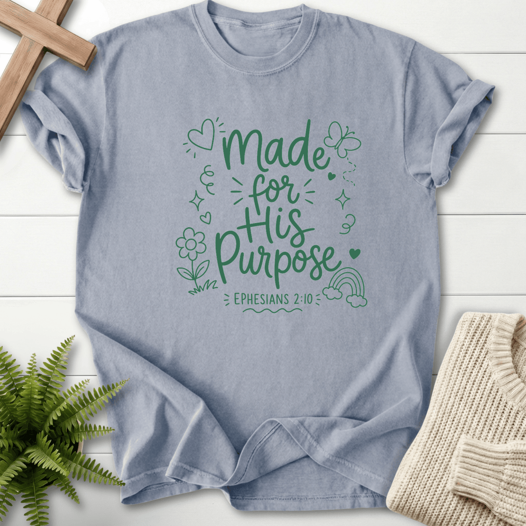 Made for His Purpose Ephesians 2:10 T-Shirt in Granite | She Wears Faith
