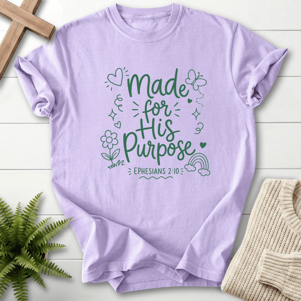 Made for His Purpose Ephesians 2:10 T-Shirt in Orchid | She Wears Faith