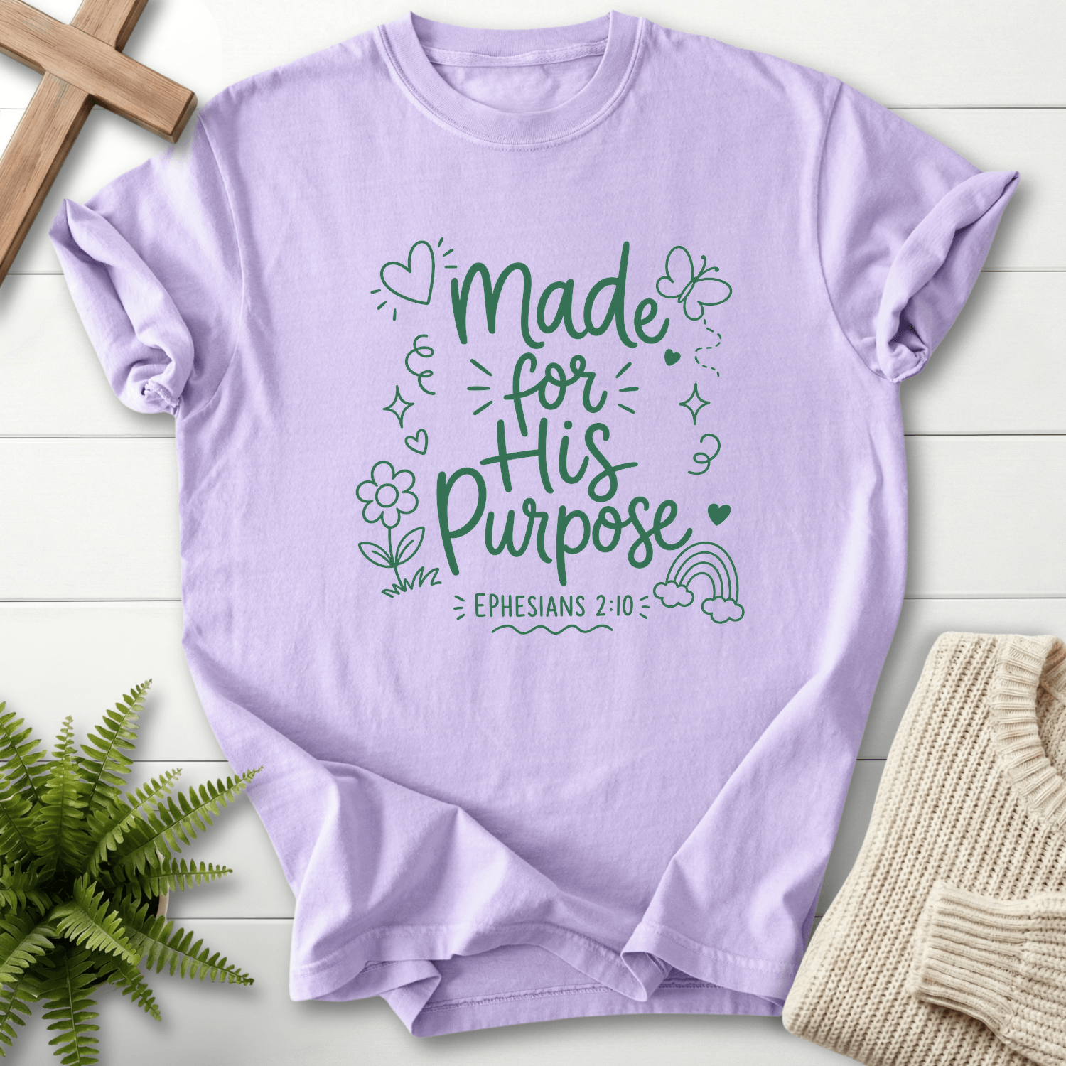 Made for His Purpose Ephesians 2:10 T-Shirt in Orchid | She Wears Faith