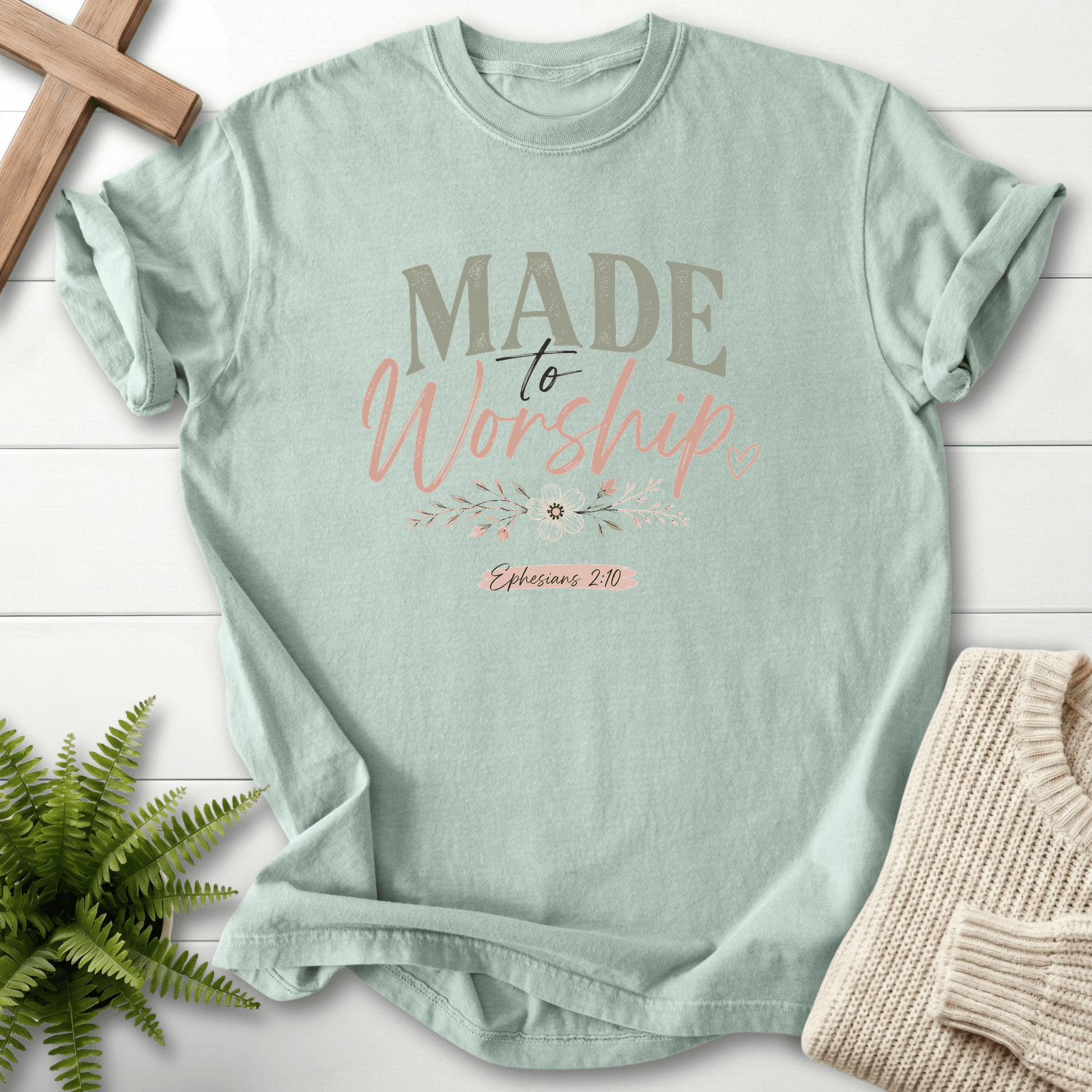 Made to Worship Ephesians 2 10 Graphic T-Shirt in Bay | She Wears Faith