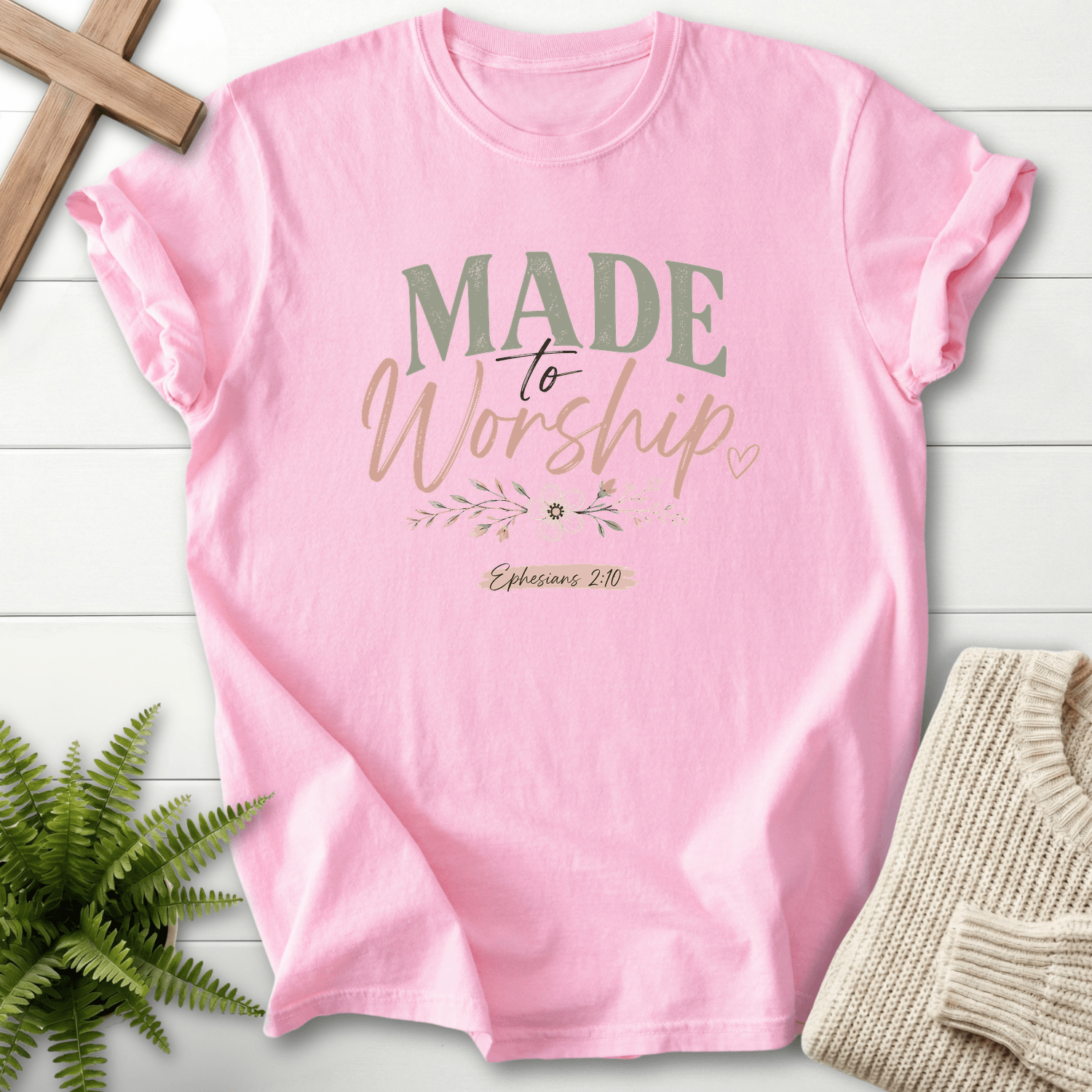 Made to Worship Ephesians 2 10 Graphic T-Shirt in Blossom | She Wears Faith