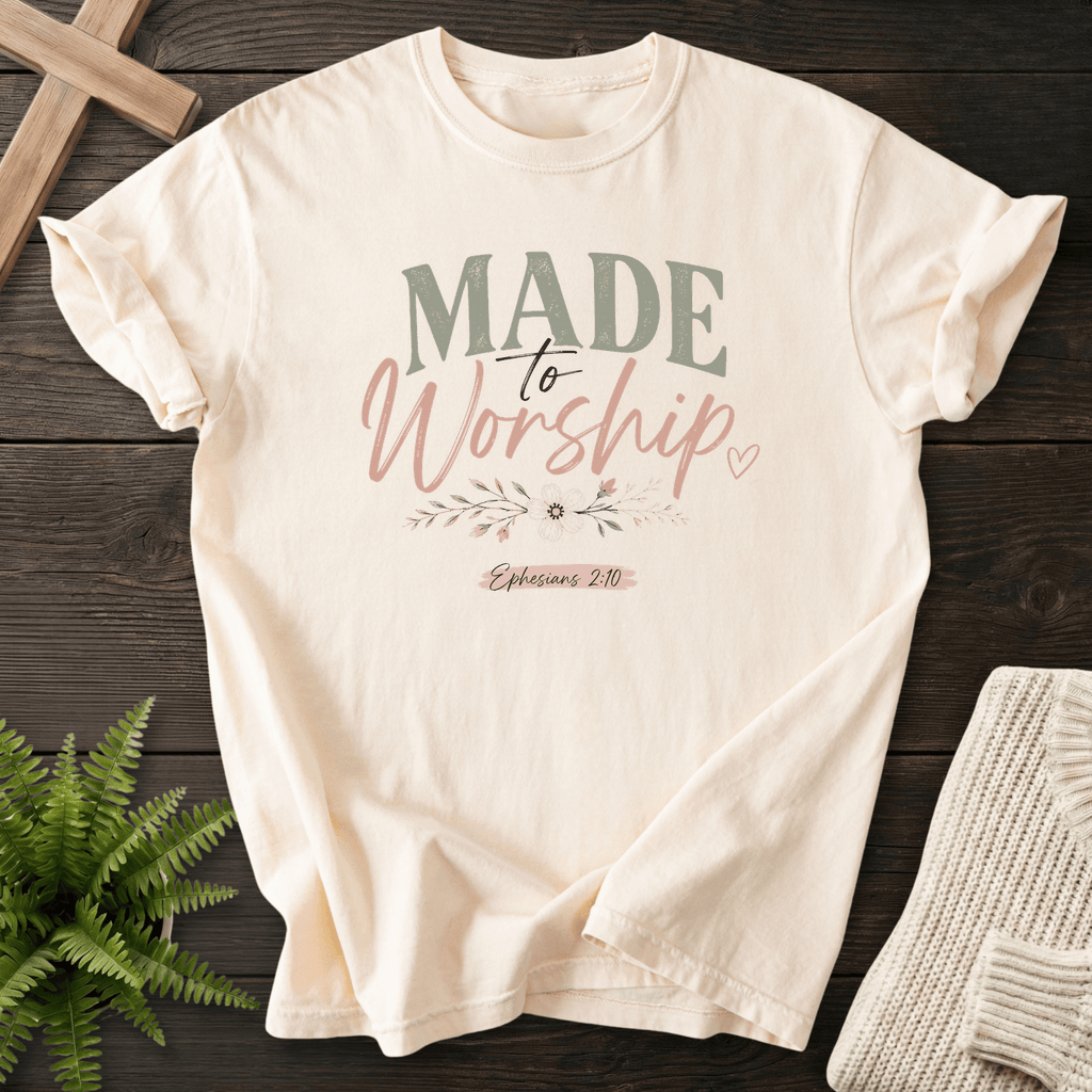 Made to Worship Ephesians 2 10 Graphic T-Shirt in Ivory | She Wears Faith