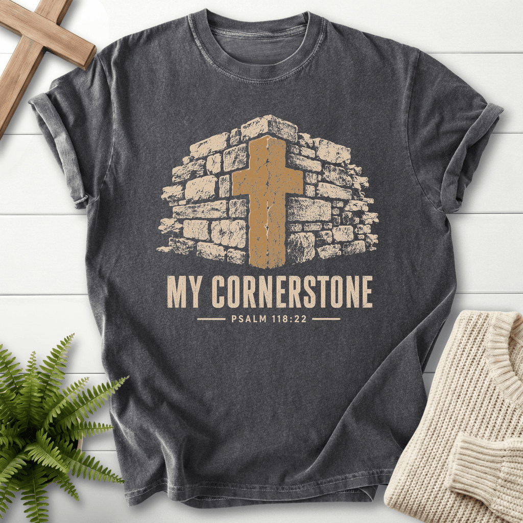 My Cornerstone Ps 118 22 T-Shirt in Pepper | She Wears Faith