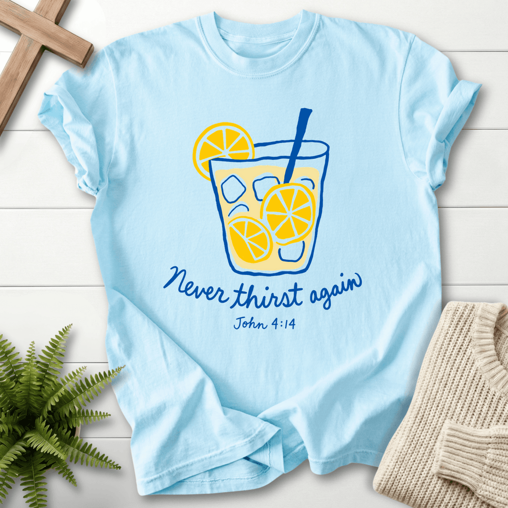 Never Thirst Again T-Shirt in Chambray | She Wears Faith