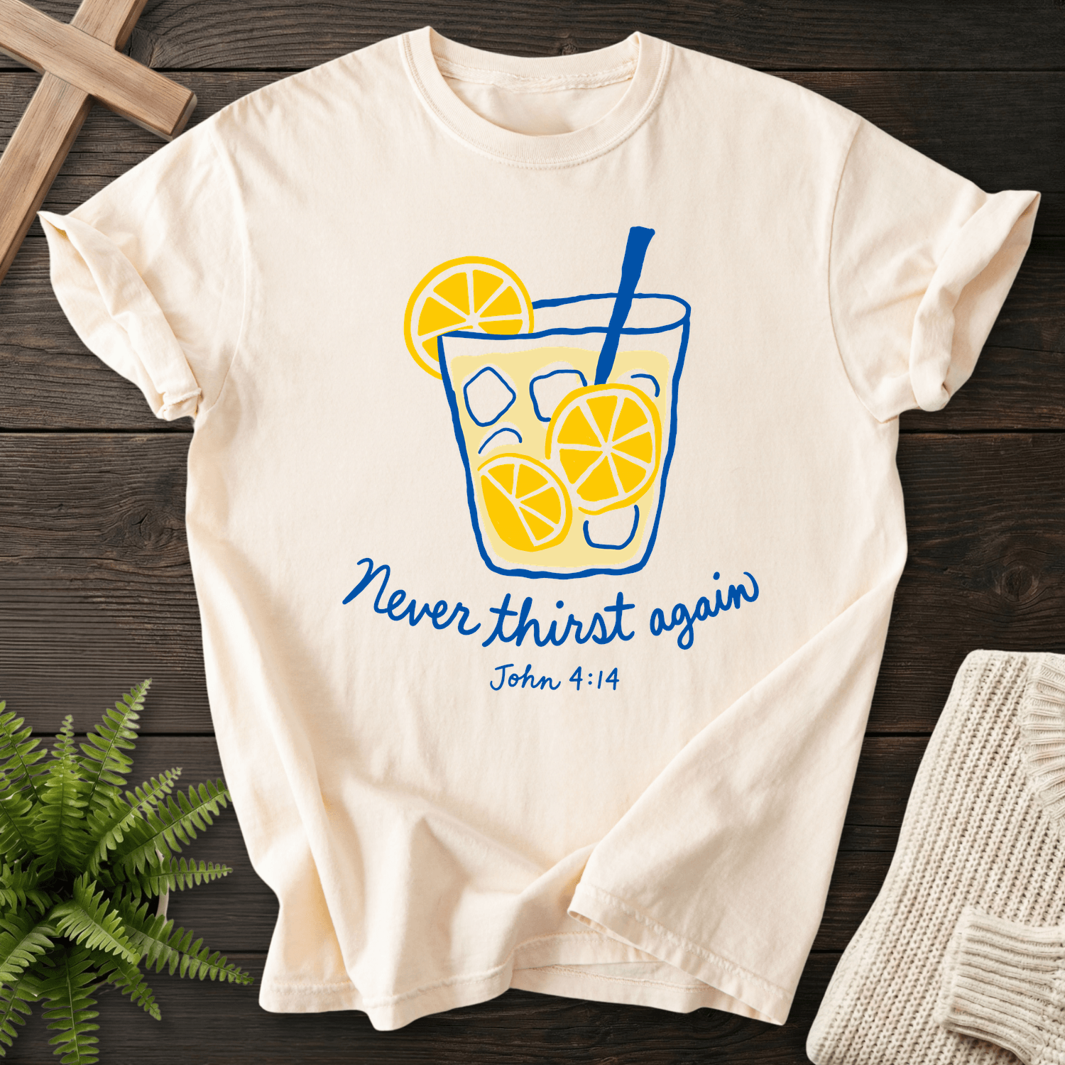 Never Thirst Again T-Shirt in Ivory | She Wears Faith