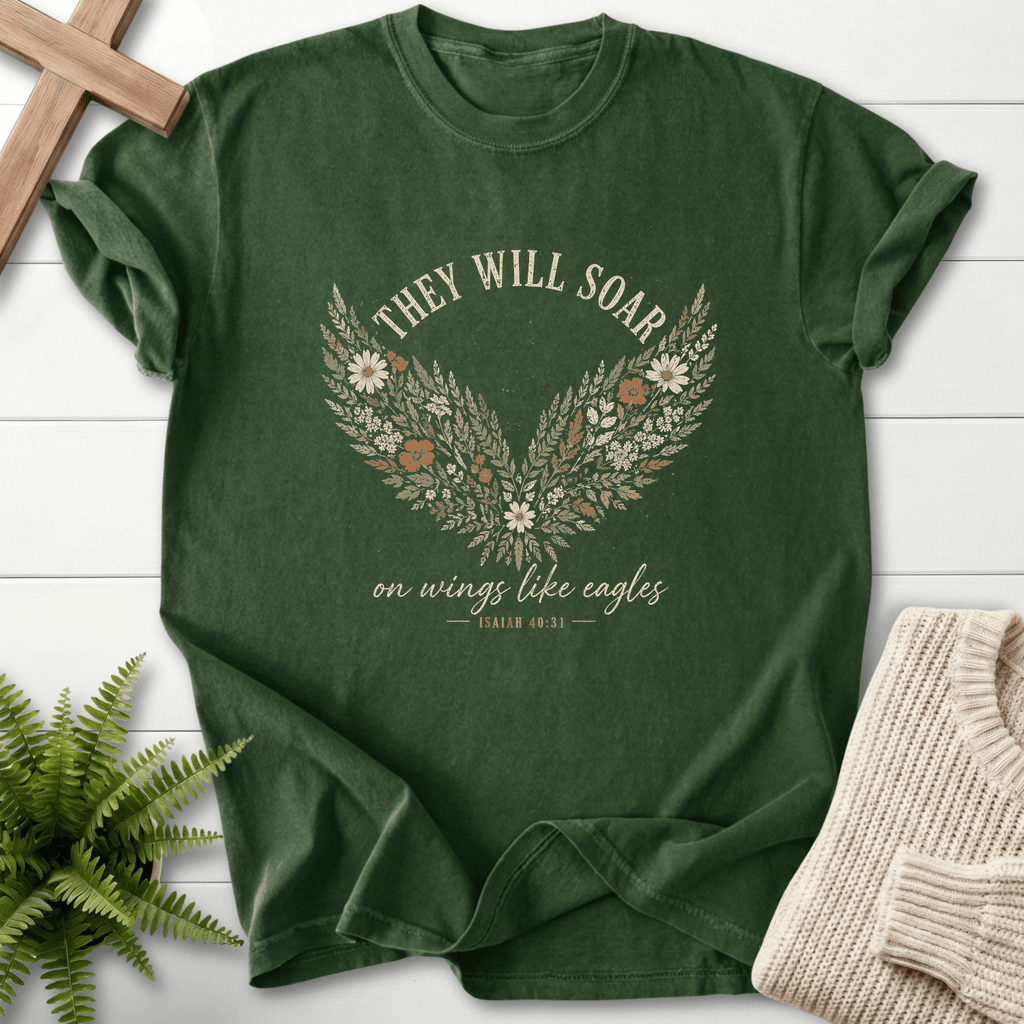 On wings Like Eagles Graphic T-Shirt in Hemp | She Wears Faith