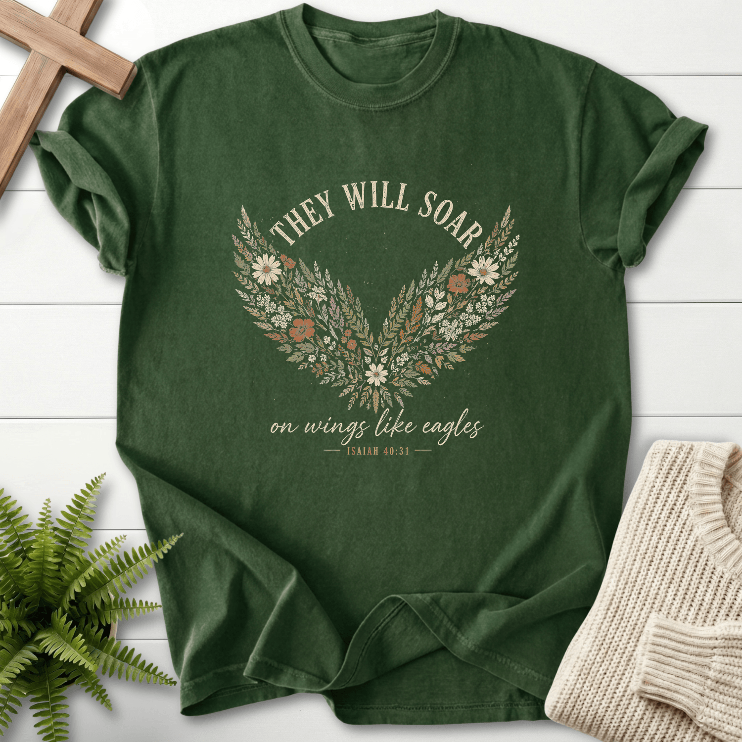 On wings Like Eagles Graphic T-Shirt in Hemp | She Wears Faith