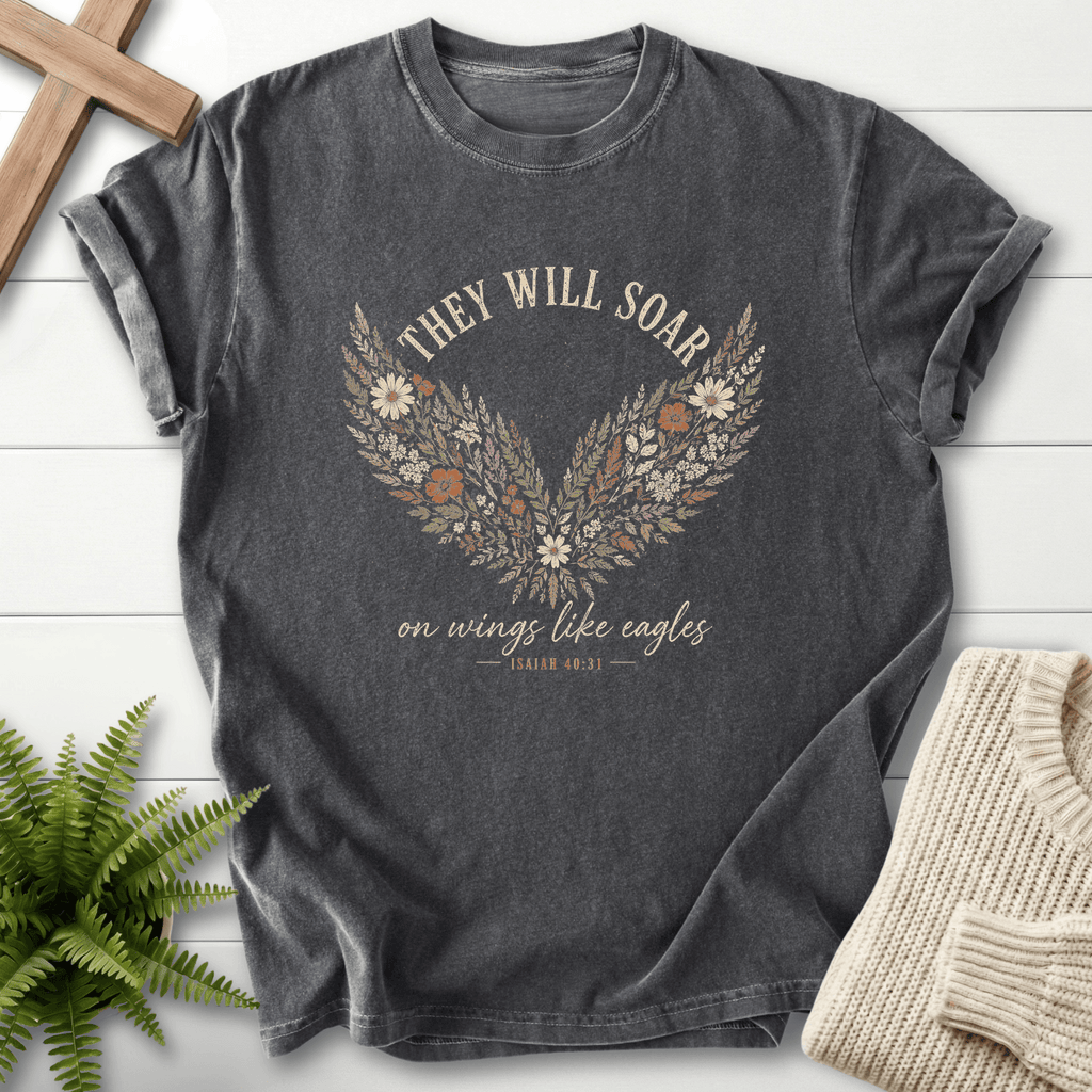 On wings Like Eagles Graphic T-Shirt in Pepper | She Wears Faith