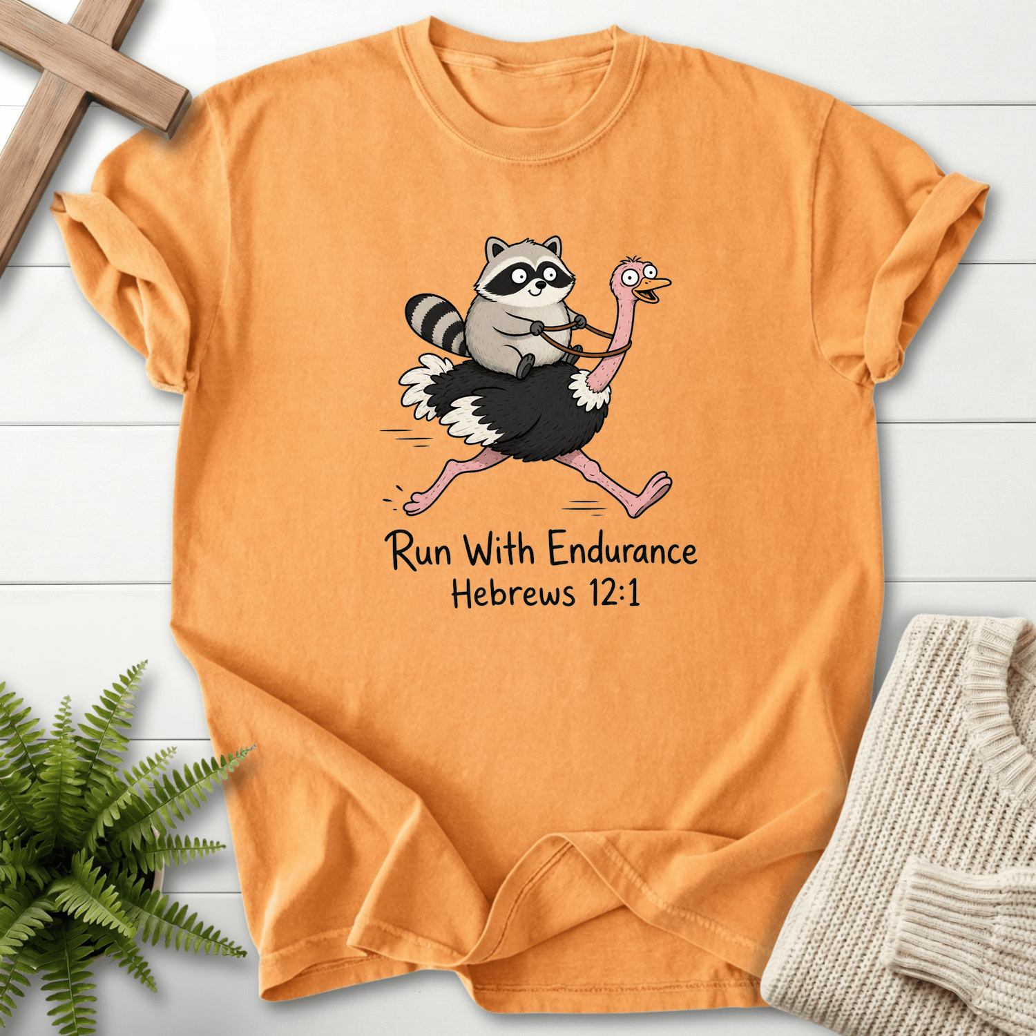 Run With Endurance Hebrew 12 1 T-Shirt in Citrus | She Wears Faith